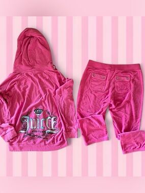 Juicy Couture Hot Pink Tracksuit - Hooded Jacket & Pants Set